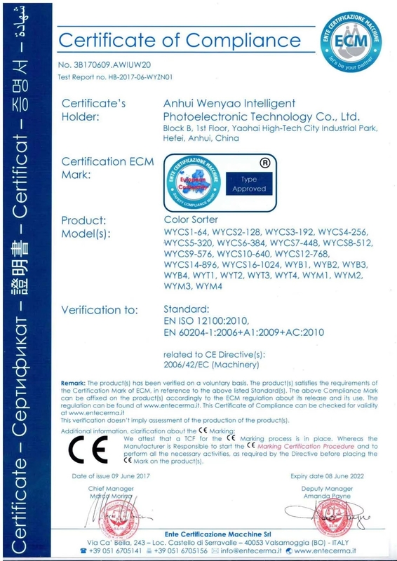 Wenyao 高効率のインテリジェント Wifi リモコン付き チリペッパー カラーソート機