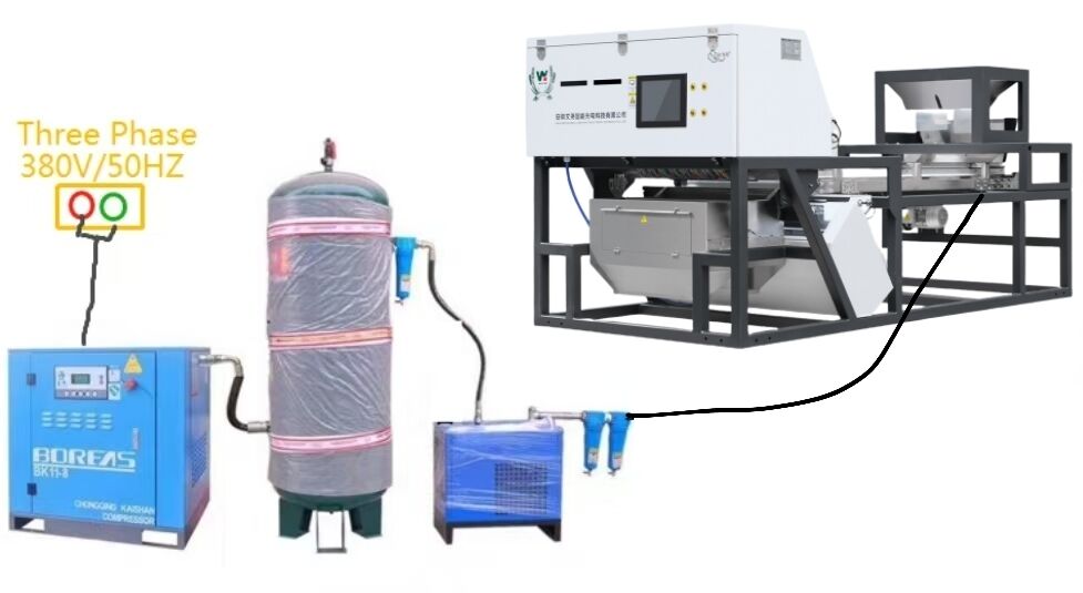 ウェンヤオ重用 インテリジェント カラーソート機 チョコペッパー ガーリックソート用 RGB CCD カメラとWi-Fi リモコン付き 1000-1500 kg/h出力