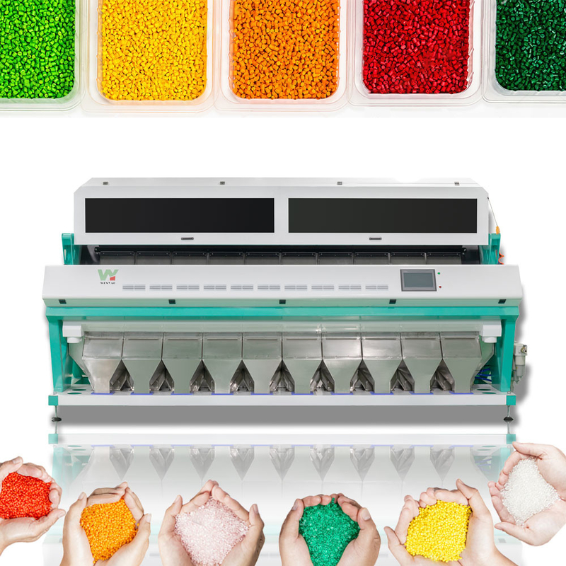 高精度10は4.5-16 T/hのPEポリ塩化ビニールPPのHDPEをかわいがるプラスチック薄片を着色する選別機機械をシュートで降ろす